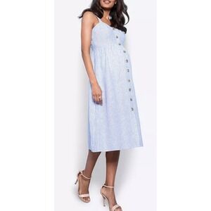 Seraphine Women's Maternity Linen-Blend Midi Nursing Dress Size 8 Nursing Preppy